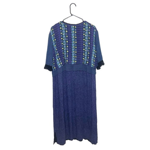 Vintage Rabbit Designs Blue Floral Cottagecore Roomy Midi Dress Women 18W USA - Picture 2 of 7